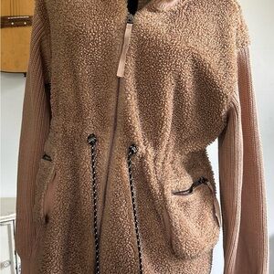 Varley Brown Teddy Jacket with Plush Texture